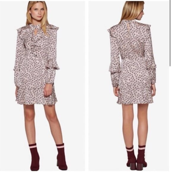 Avec Les Filles Leopard Ruffled Fit & Flare Dress - Picture 1 of 11